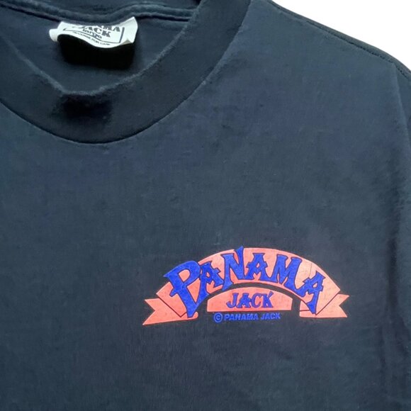 Vintage 90s Panama Jack Florida T-Shirt Single Stitch Size L Black USA - Picture 3 of 8